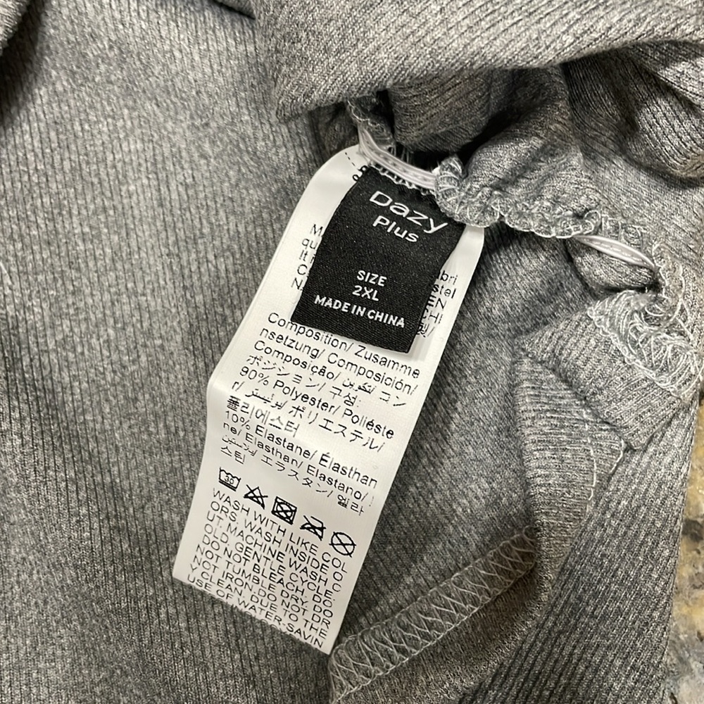 Stay Positive Gray Ribbed Women's Top - Picture 13 of 15